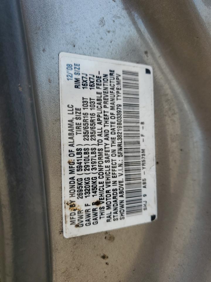 2009 Honda Odyssey Lx VIN: 5FNRL38219B033979 Lot: 84711075