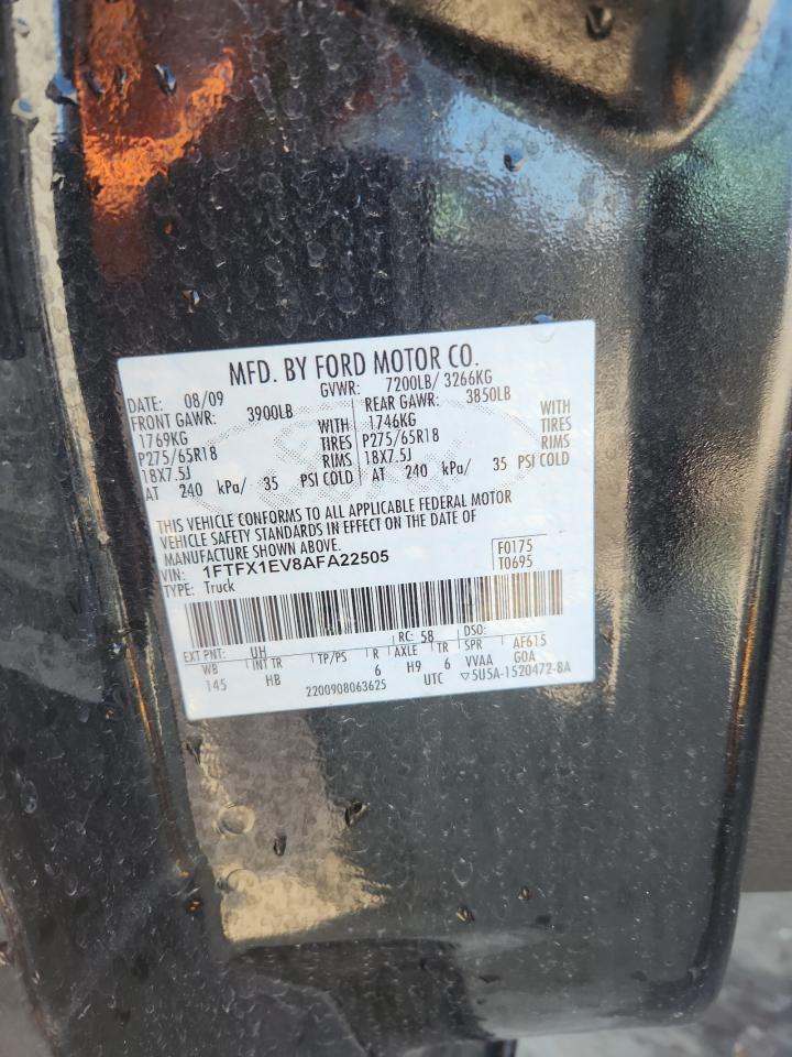 2010 Ford F150 Super Cab VIN: 1FTFX1EV8AFA22505 Lot: 84804995