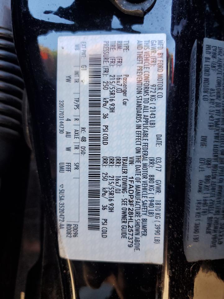 2017 Ford Focus Se VIN: 1FADP3F28HL257379 Lot: 89442605