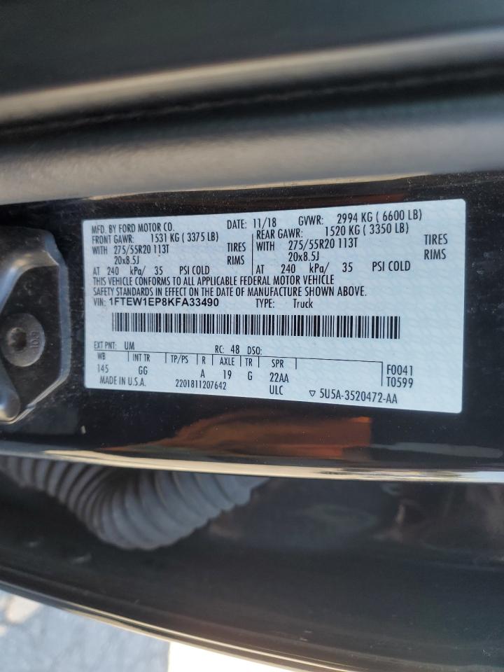 2019 Ford F150 Supercrew VIN: 1FTEW1EP8KFA33490 Lot: 84388725