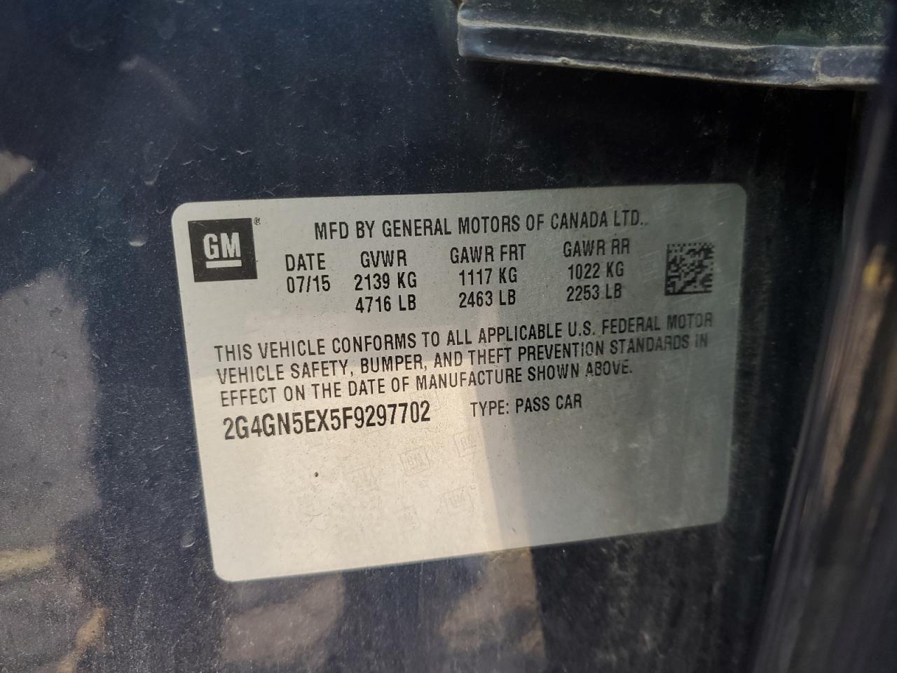 2015 Buick Regal Premium VIN: 2G4GN5EX5F9297702 Lot: 87369275