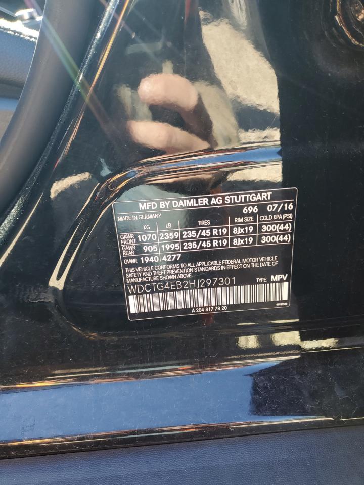 2017 Mercedes-Benz Gla 250 VIN: WDCTG4EB2HJ297301 Lot: 87029895