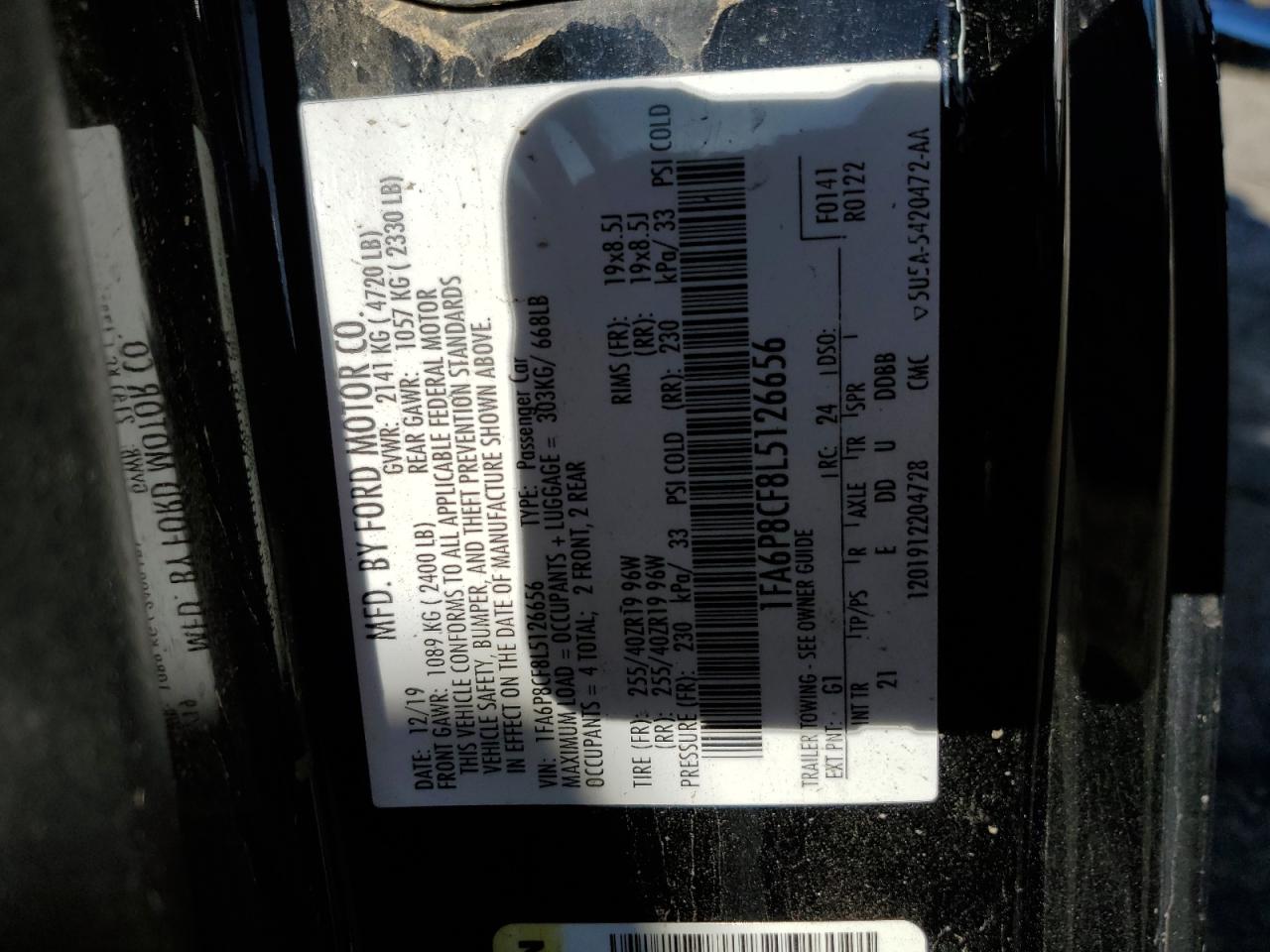 2020 Ford Mustang Gt VIN: 1FA6P8CF8L5126656 Lot: 90485655