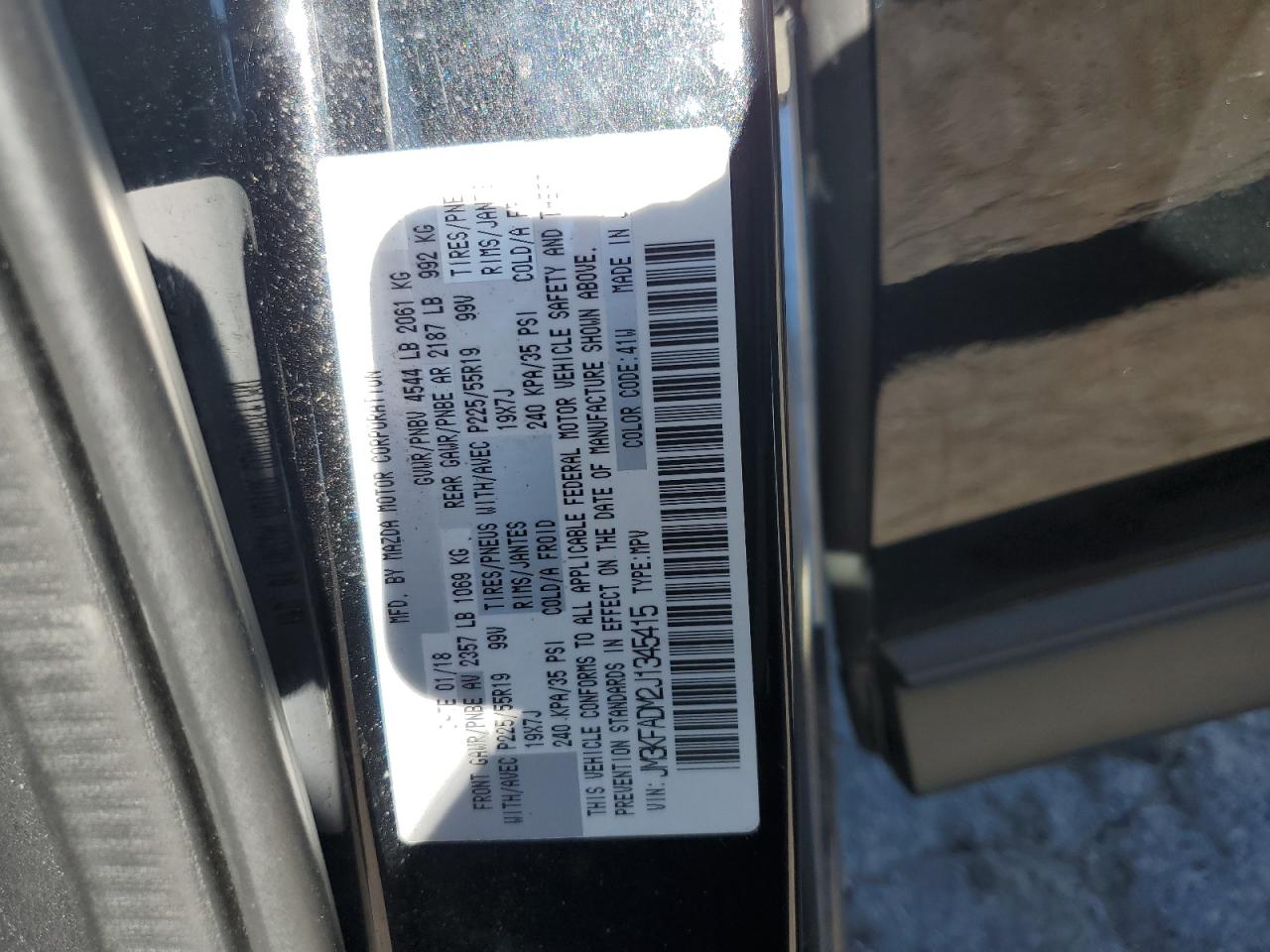 2018 Mazda Cx-5 Grand Touring VIN: JM3KFADM2J1345415 Lot: 87199005