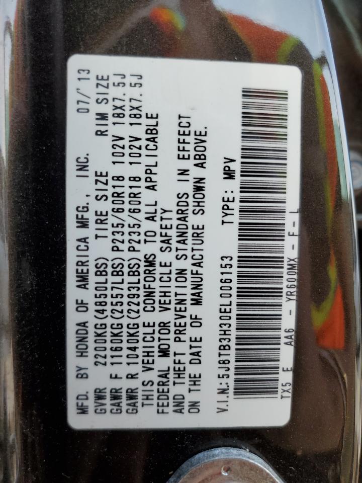 2014 Acura Rdx VIN: 5J8TB3H30EL006153 Lot: 87482805