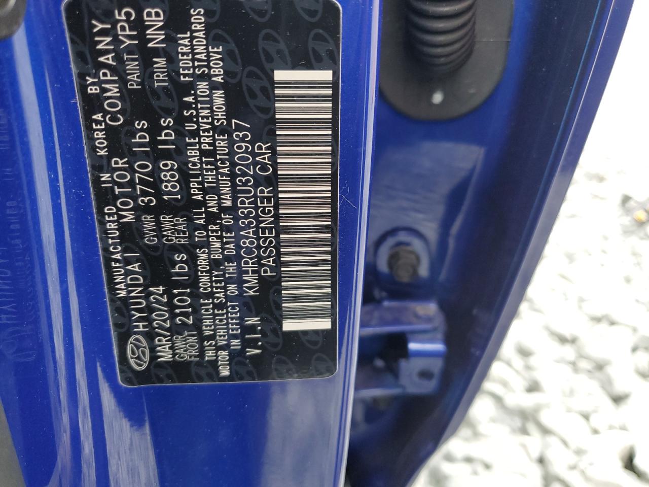 2024 Hyundai Venue Sel VIN: KMHRC8A33RU320937 Lot: 82438905