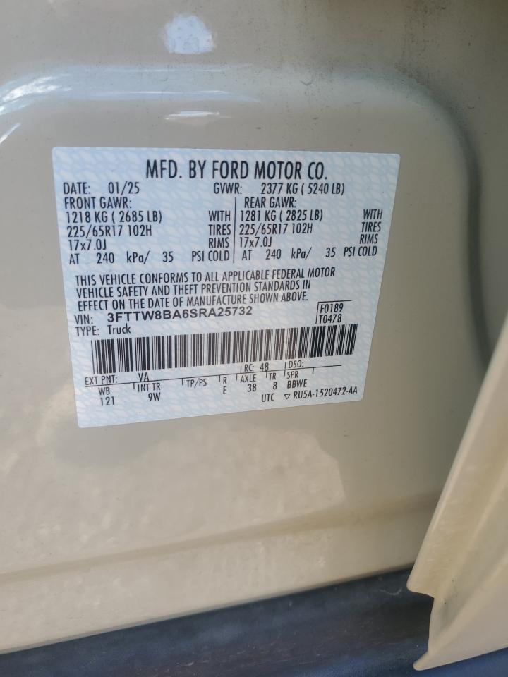 2025 Ford Maverick Xl VIN: 3FTTW8BA6SRA25732 Lot: 87292445