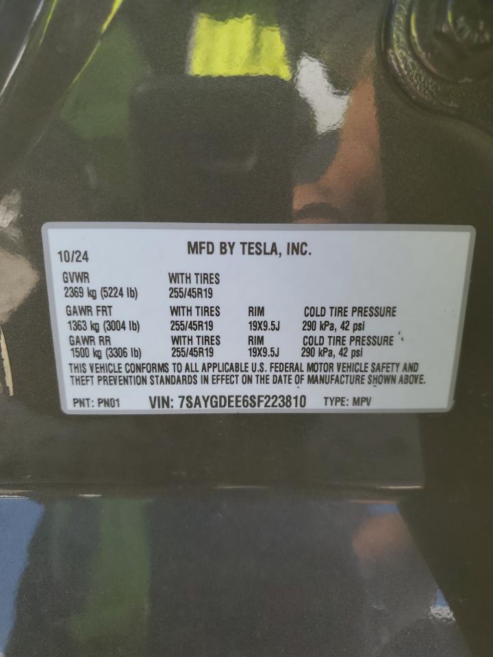 2025 Tesla Model Y VIN: 7SAYGDEE6SF223810 Lot: 84597825