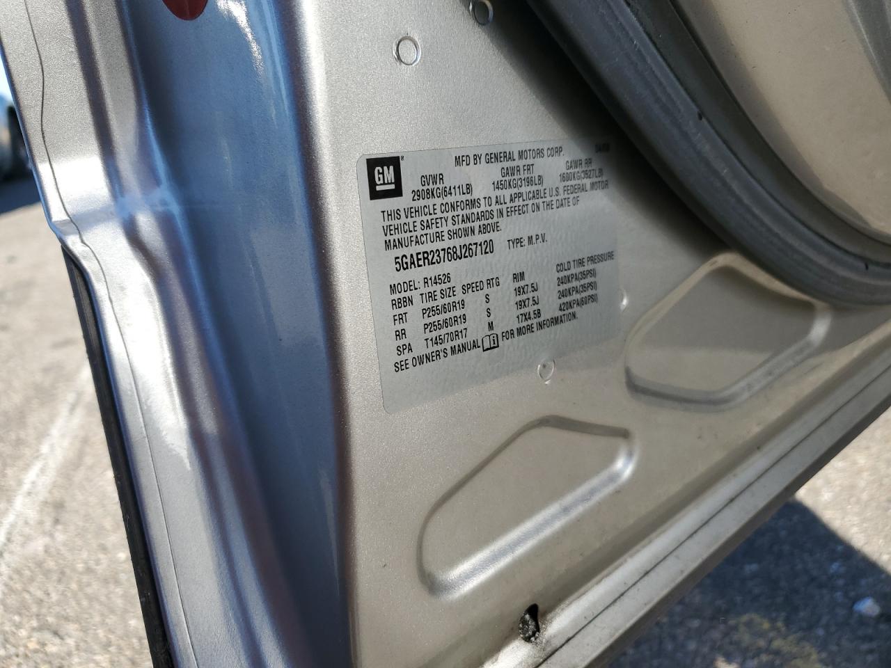 2008 Buick Enclave Cxl VIN: 5GAER23768J267120 Lot: 85885065