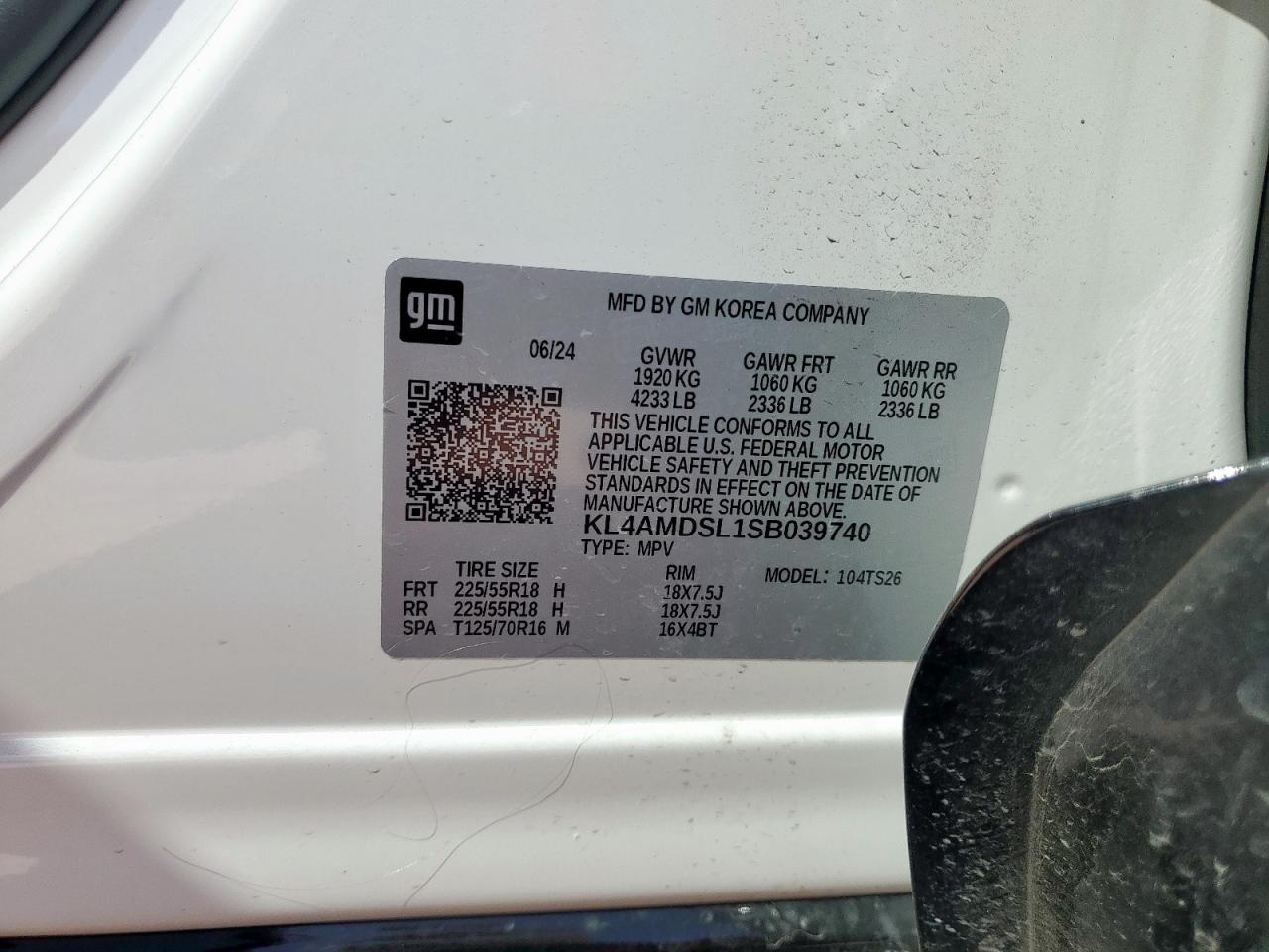 2025 Buick Encore Gx Sport Touring VIN: KL4AMDSL1SB039740 Lot: 82304685