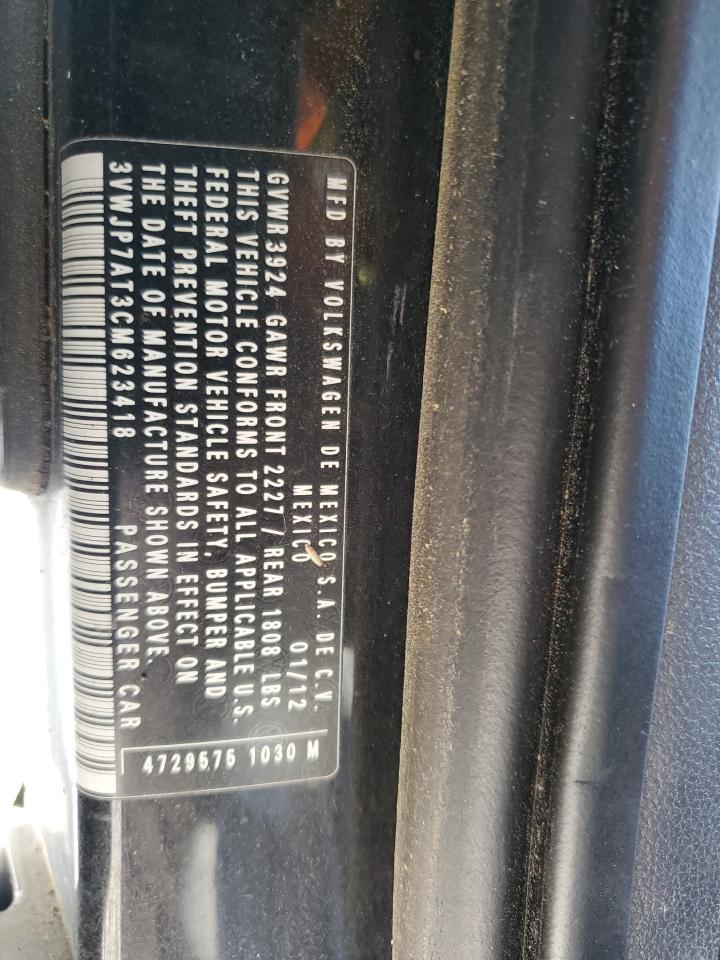 2012 Volkswagen Beetle VIN: 3VWJP7AT3CM623418 Lot: 89851235