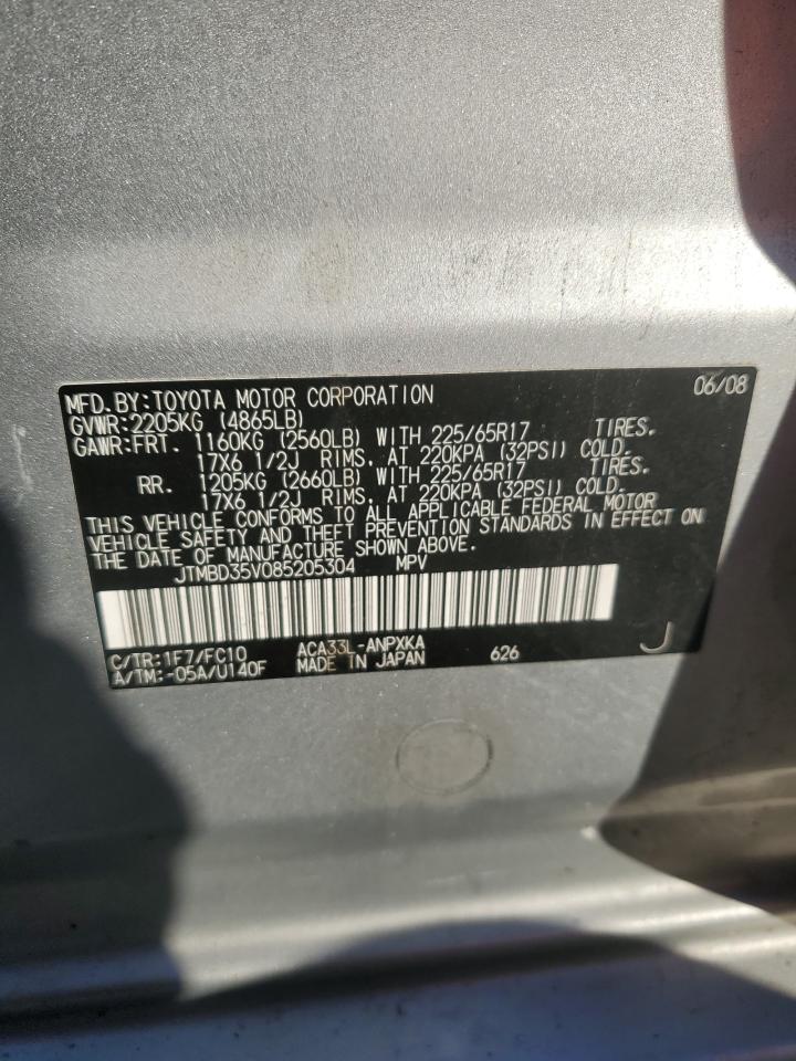2008 Toyota Rav4 VIN: JTMBD35V085205304 Lot: 87247695