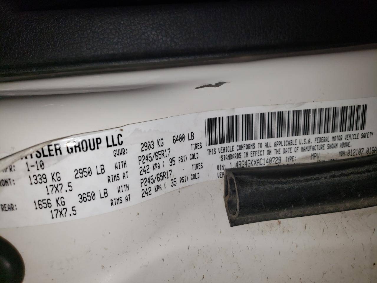 2010 Jeep Commander Sport VIN: 1J4RG4GKXAC140729 Lot: 86702535