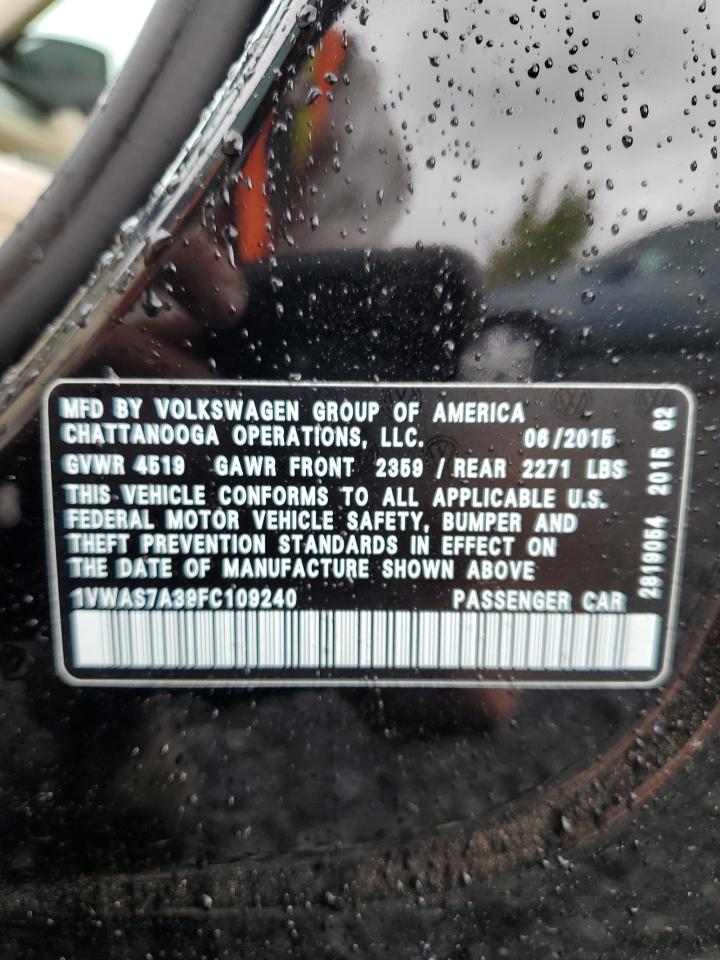 2015 Volkswagen Passat S VIN: 1VWAS7A39FC109240 Lot: 84657705