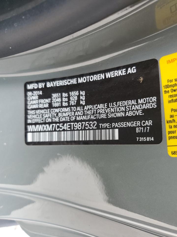 2014 Mini Cooper S VIN: WMWXM7C54ET987532 Lot: 86461735