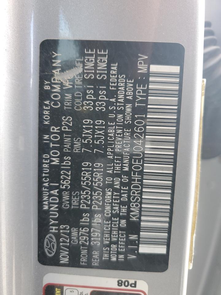 2014 Hyundai Santa Fe Gls VIN: KM8SRDHF0EU042601 Lot: 82384485