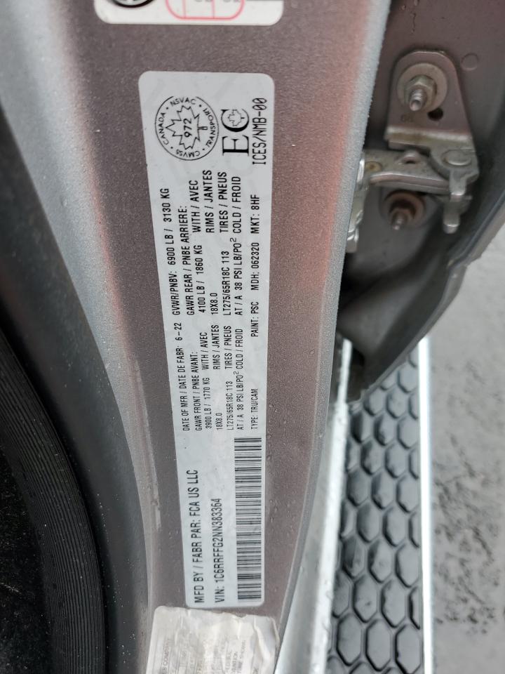 2022 Ram 1500 Big Horn/Lone Star VIN: 1C6RRFFG2NN383364 Lot: 84947625