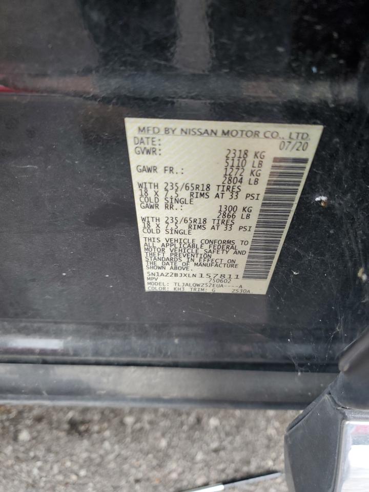 2020 Nissan Murano Sv VIN: 5N1AZ2BJXLN157811 Lot: 85579065