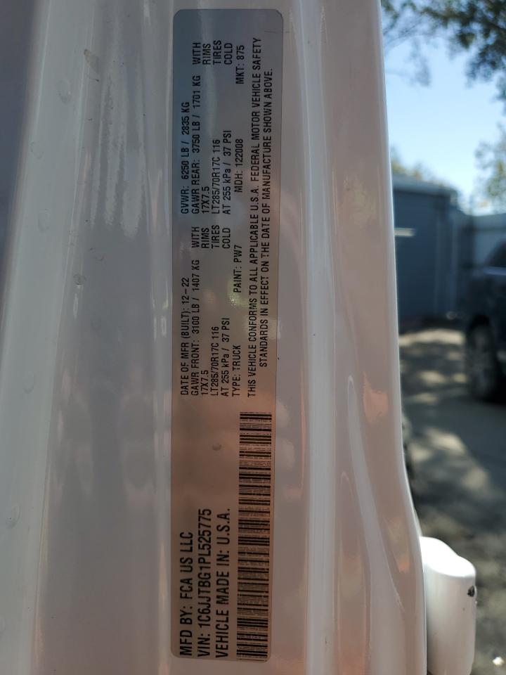 2023 Jeep Gladiator Rubicon VIN: 1C6JJTBG1PL525775 Lot: 80838405