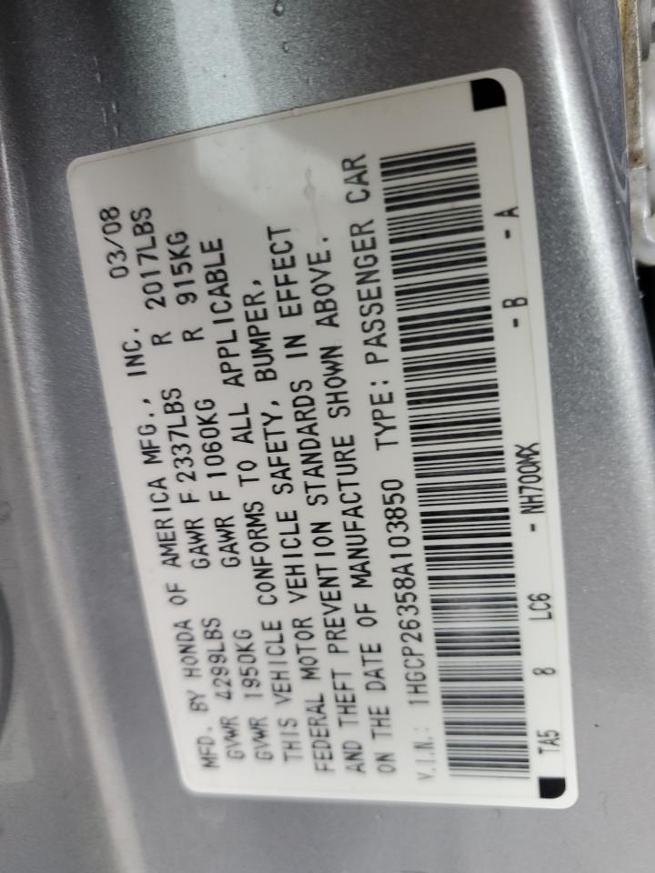 2008 Honda Accord Lx VIN: 1HGCP26358A103850 Lot: 85365445