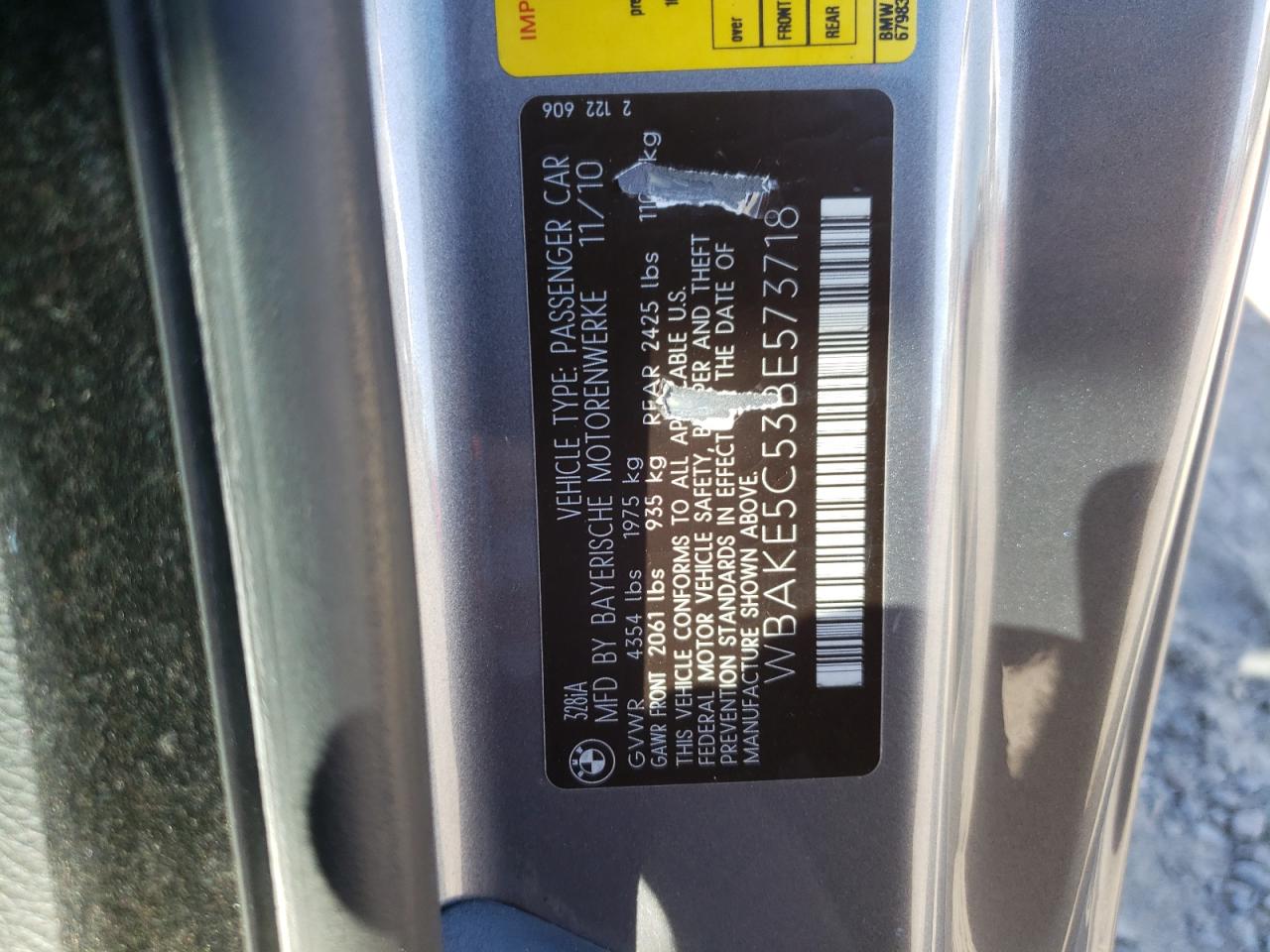 2011 BMW 328 I Sulev VIN: WBAKE5C53BE573718 Lot: 82194755