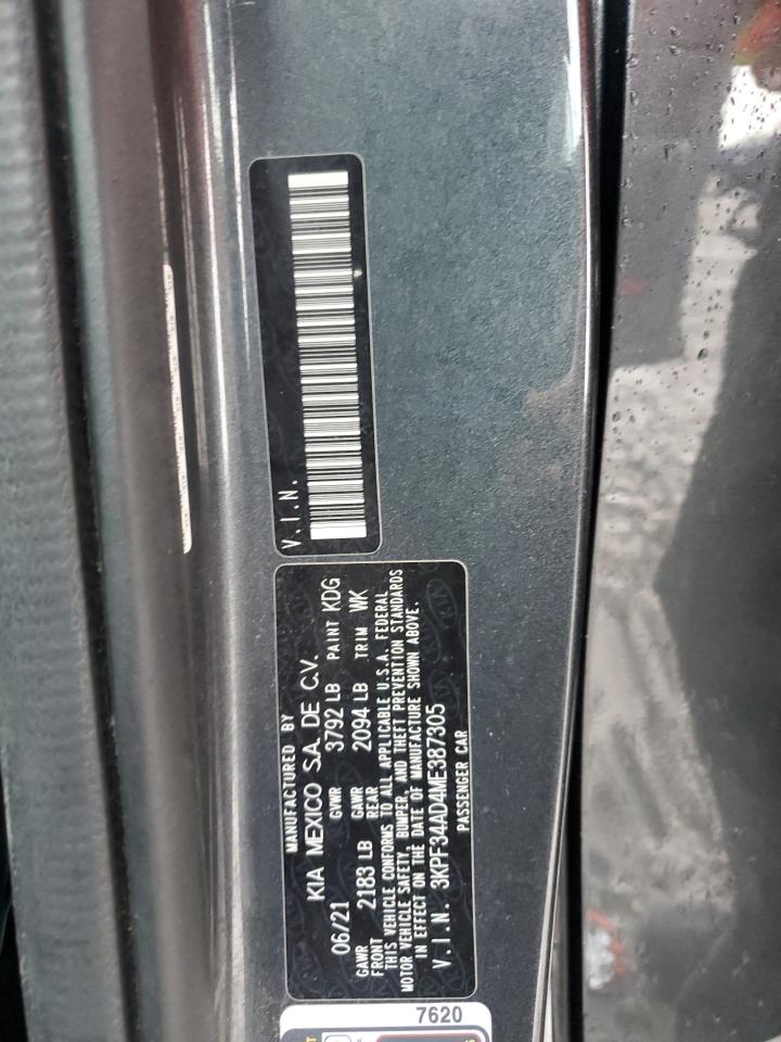 2021 Kia Forte Gt Line VIN: 3KPF34AD4ME387305 Lot: 87101595