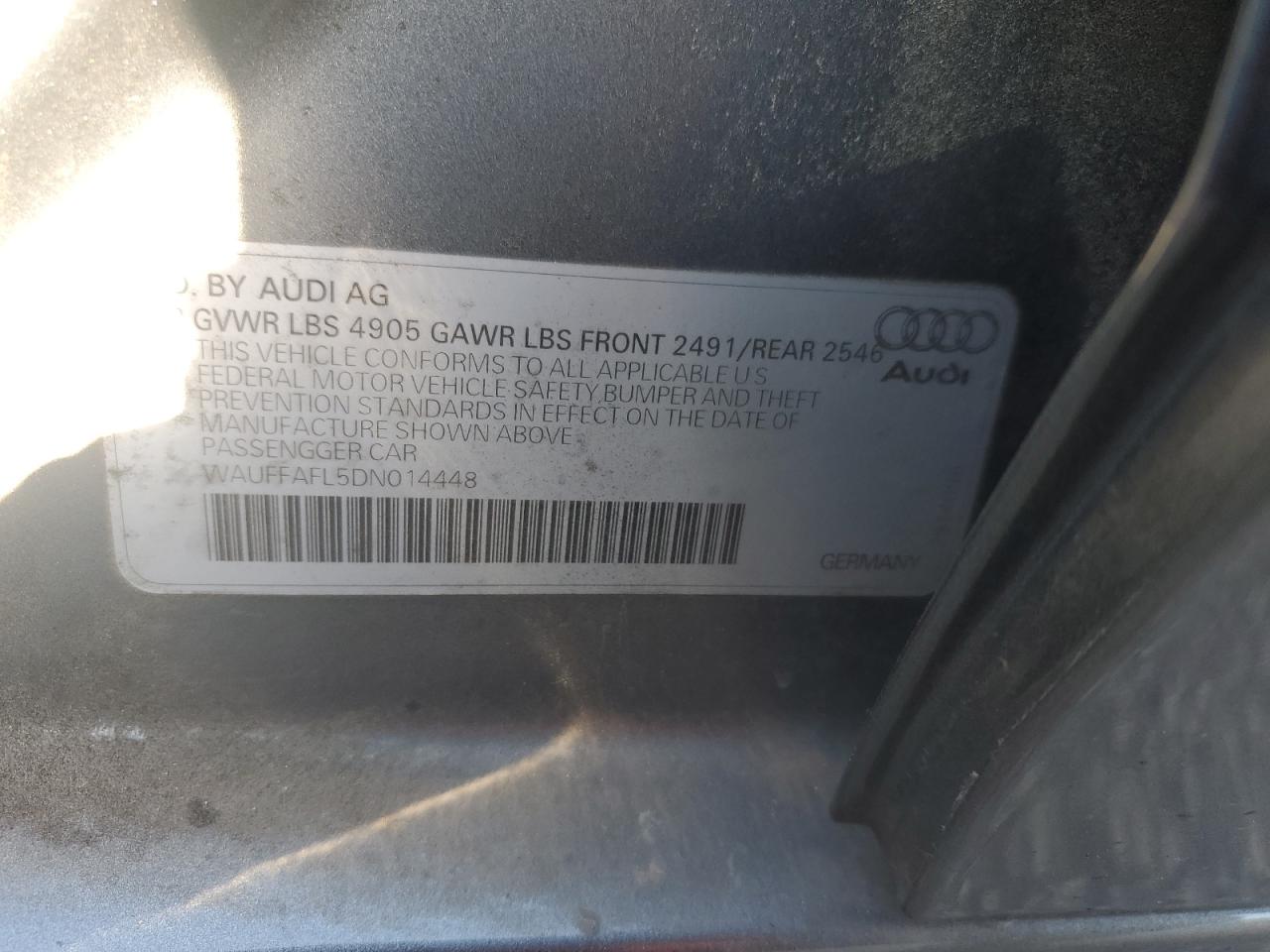 2013 Audi A4 Premium Plus VIN: WAUFFAFL5DN014448 Lot: 89643915