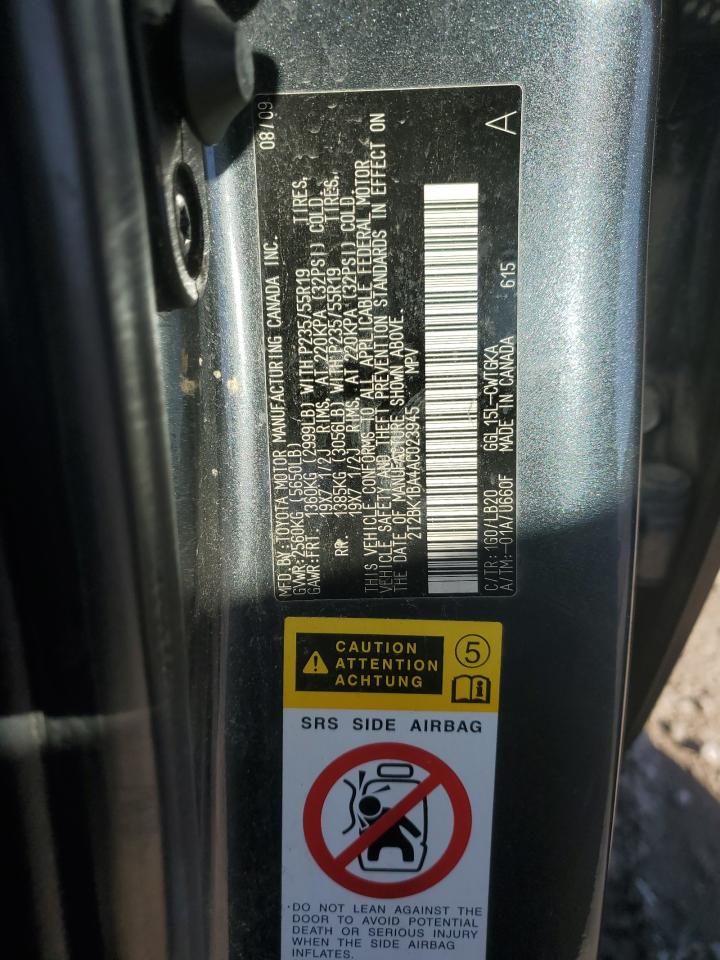 2010 Lexus Rx 350 VIN: 2T2BK1BA4AC023945 Lot: 85957975