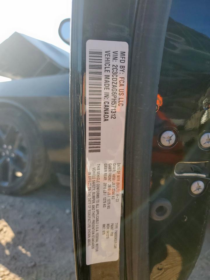 2023 Dodge Challenger Sxt VIN: 2C3CDZAG6PH571312 Lot: 86507405