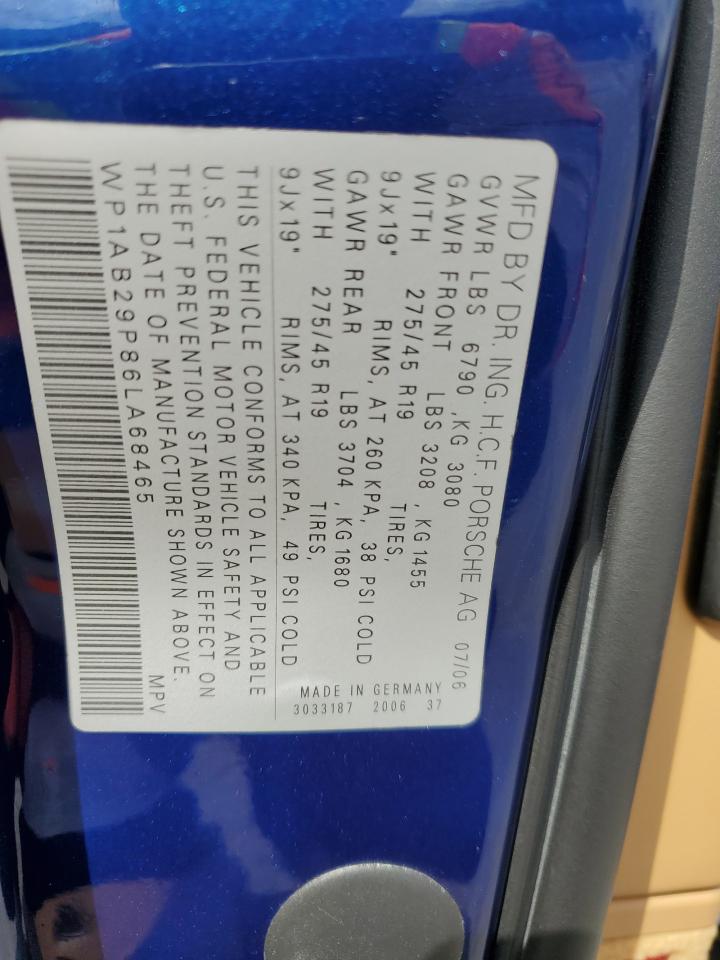 2006 Porsche Cayenne S VIN: WP1AB29P86LA68465 Lot: 86500885