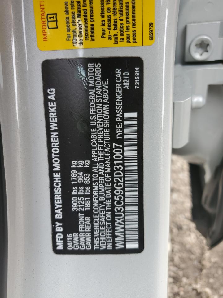 2016 Mini Cooper S VIN: WMWXU3C59G2D31007 Lot: 82699945