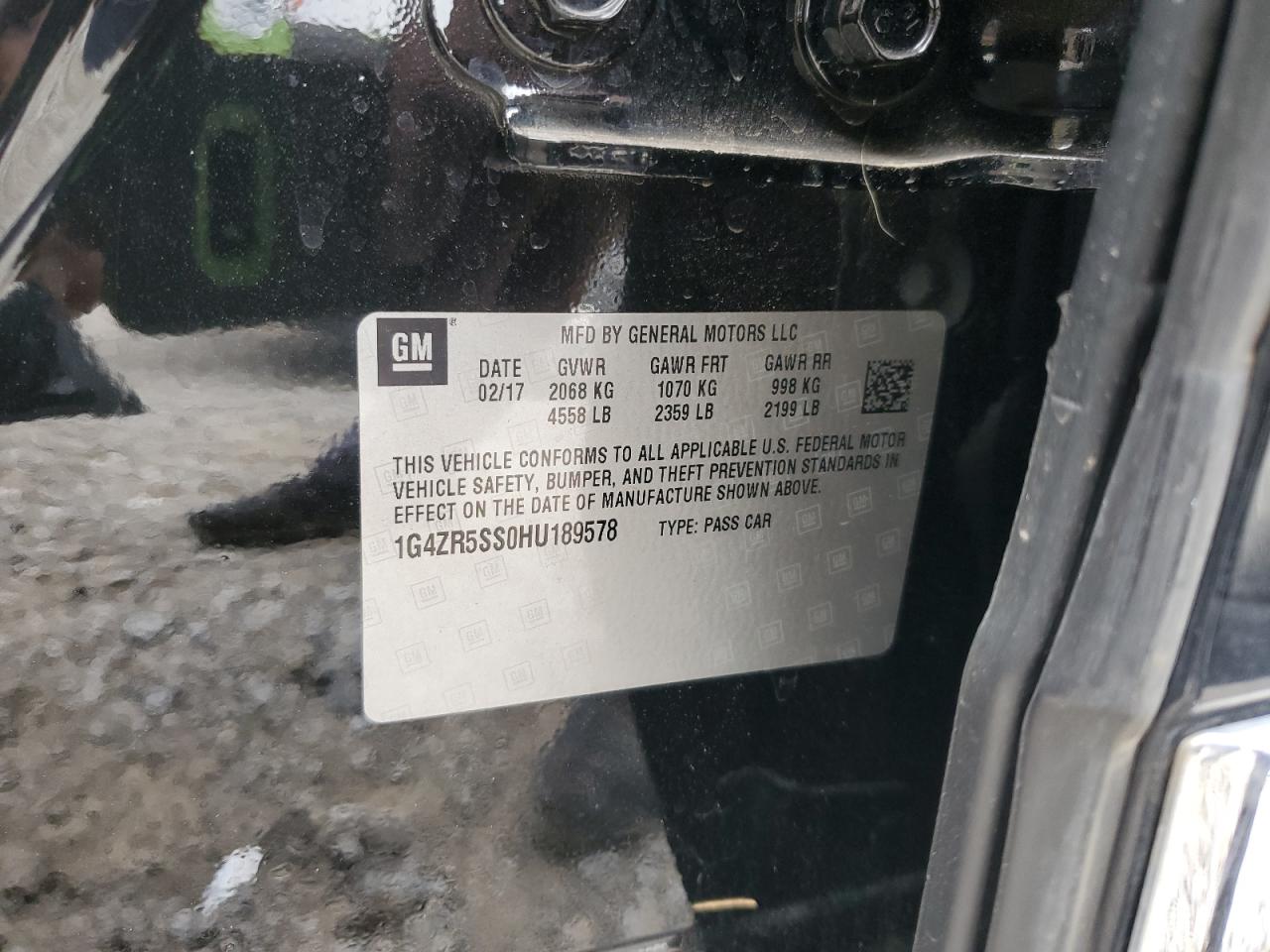 2017 Buick Lacrosse Premium VIN: 1G4ZR5SS0HU189578 Lot: 85917055