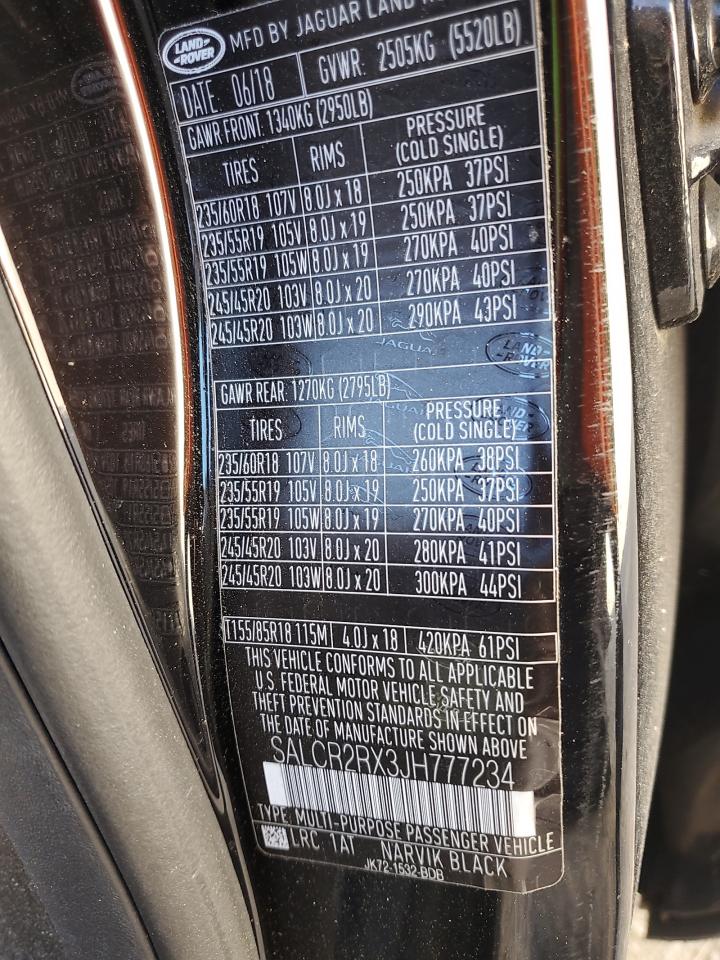 2018 Land Rover Discovery Sport Hse VIN: SALCR2RX3JH777234 Lot: 87097985