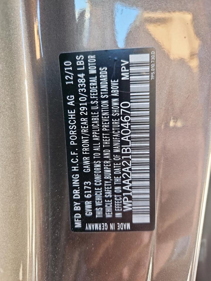 2011 Porsche Cayenne VIN: WP1AA2A21BLA04670 Lot: 90525985