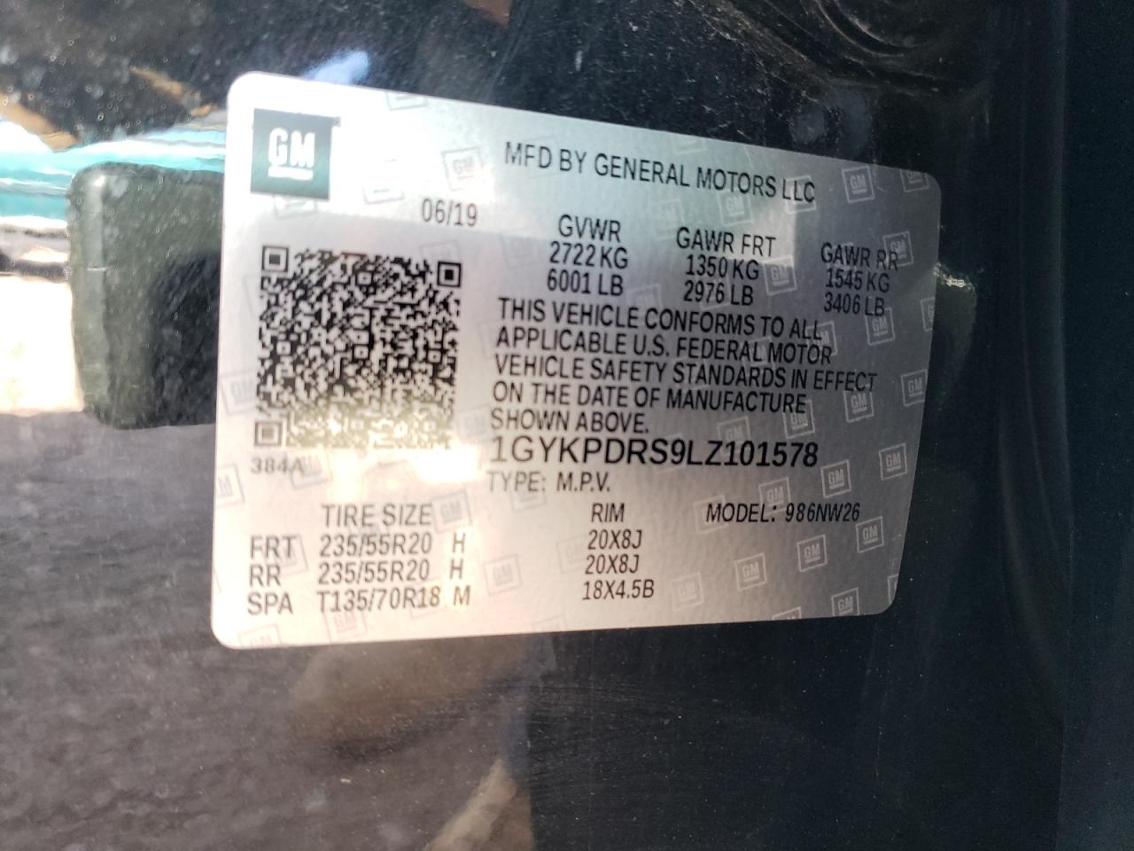 2020 Cadillac Xt6 Premium Luxury VIN: 1GYKPDRS9LZ101578 Lot: 89618035