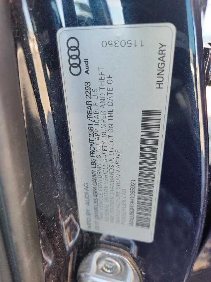 2017 Audi A3 Premium Plus VIN: WAUJ8GFF9H1065921 Lot: 84962615