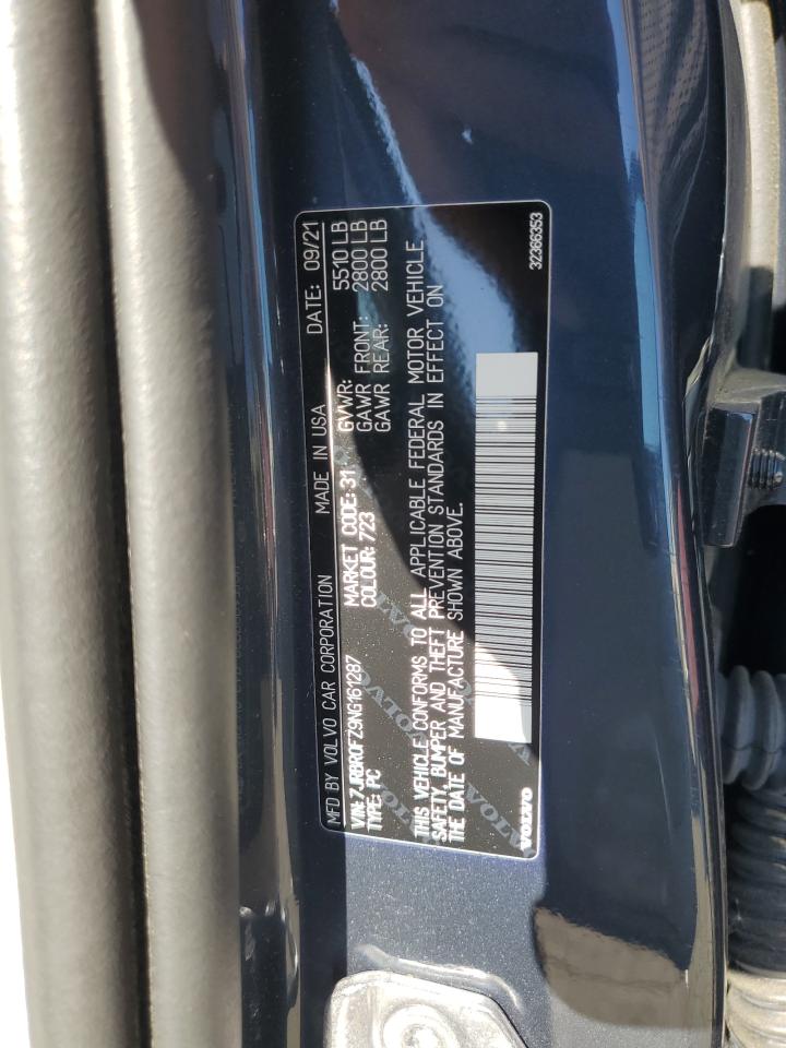 2022 Volvo S60 T8 Recharge R-Design Expression VIN: 7JRBR0FZ9NG161287 Lot: 85309315