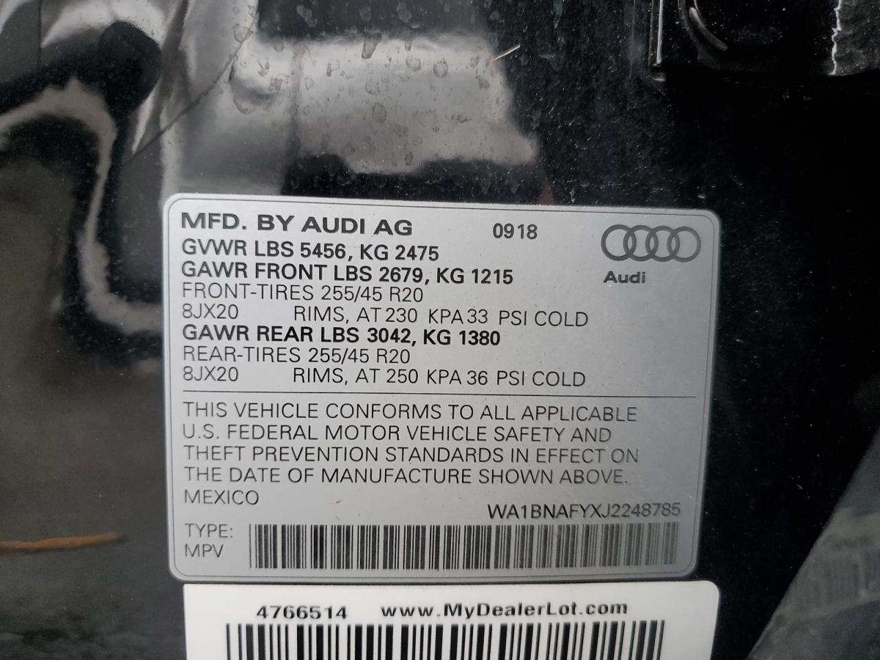 2018 Audi Q5 Premium Plus VIN: WA1BNAFYXJ2248785 Lot: 87381755