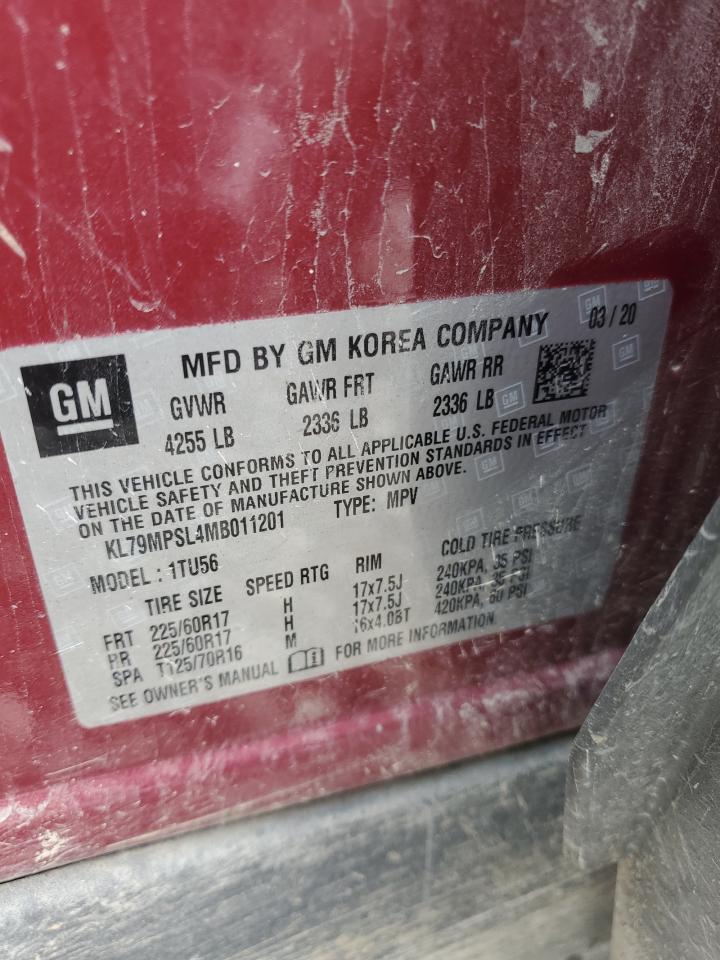 2021 Chevrolet Trailblazer Lt VIN: KL79MPSL4MB011201 Lot: 85542075