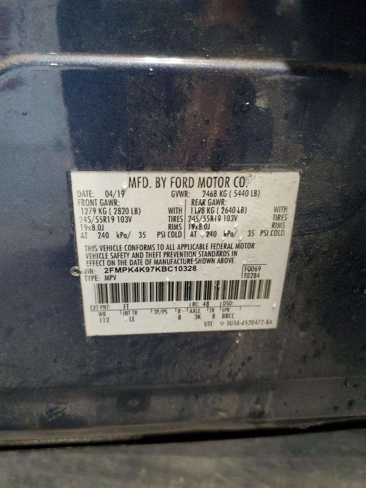 2019 Ford Edge Titanium VIN: 2FMPK4K97KBC10328 Lot: 86453805