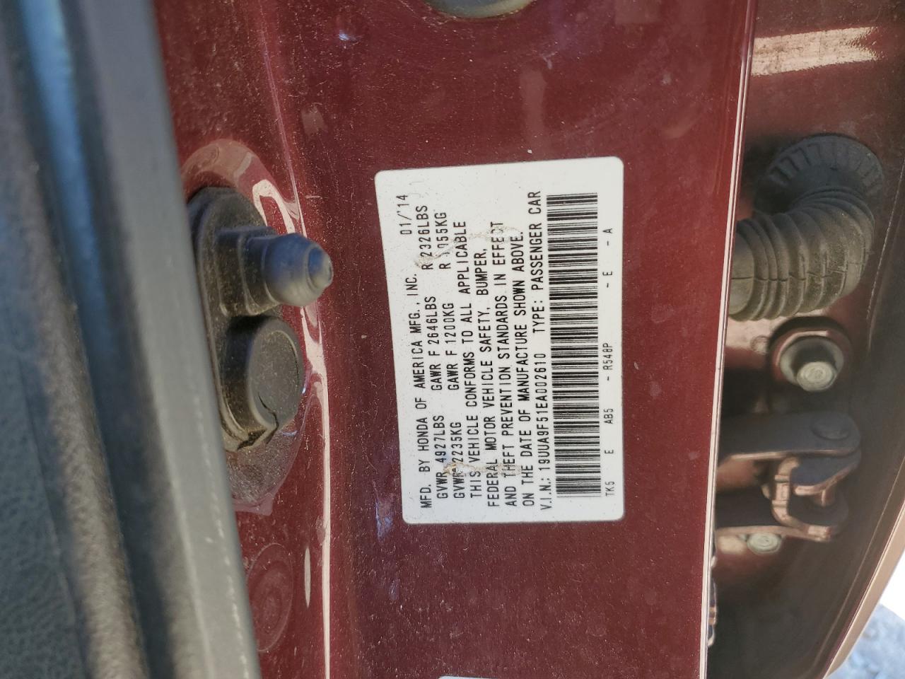 2014 Acura Tl Tech VIN: 19UUA9F51EA002610 Lot: 89528635