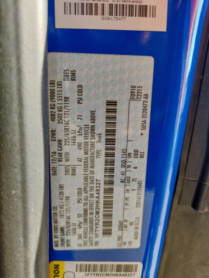 2017 Ford Transit T-250 VIN: 1FTYR2CM2HKA48327 Lot: 85762685