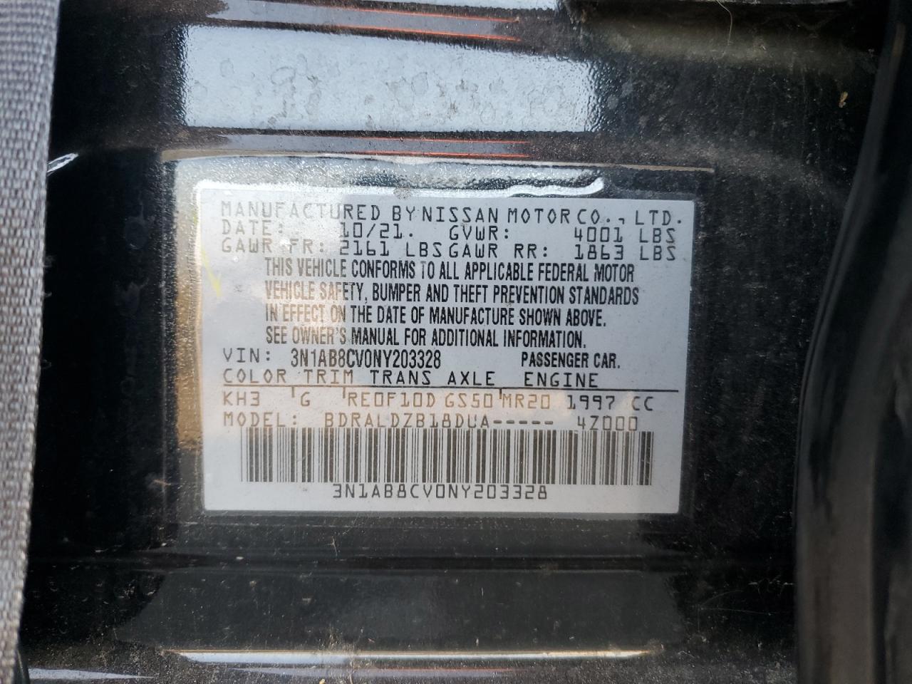 2022 Nissan Sentra Sv VIN: 3N1AB8CV0NY203328 Lot: 81893285