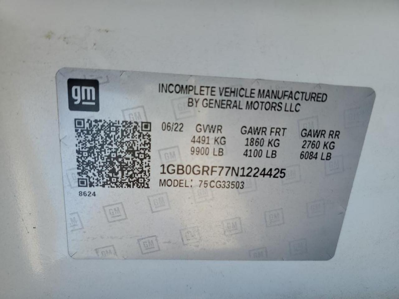 2022 Chevrolet Express G3 - Box Truck VIN: 1GB0GRF77N1224425 Lot: 85579105