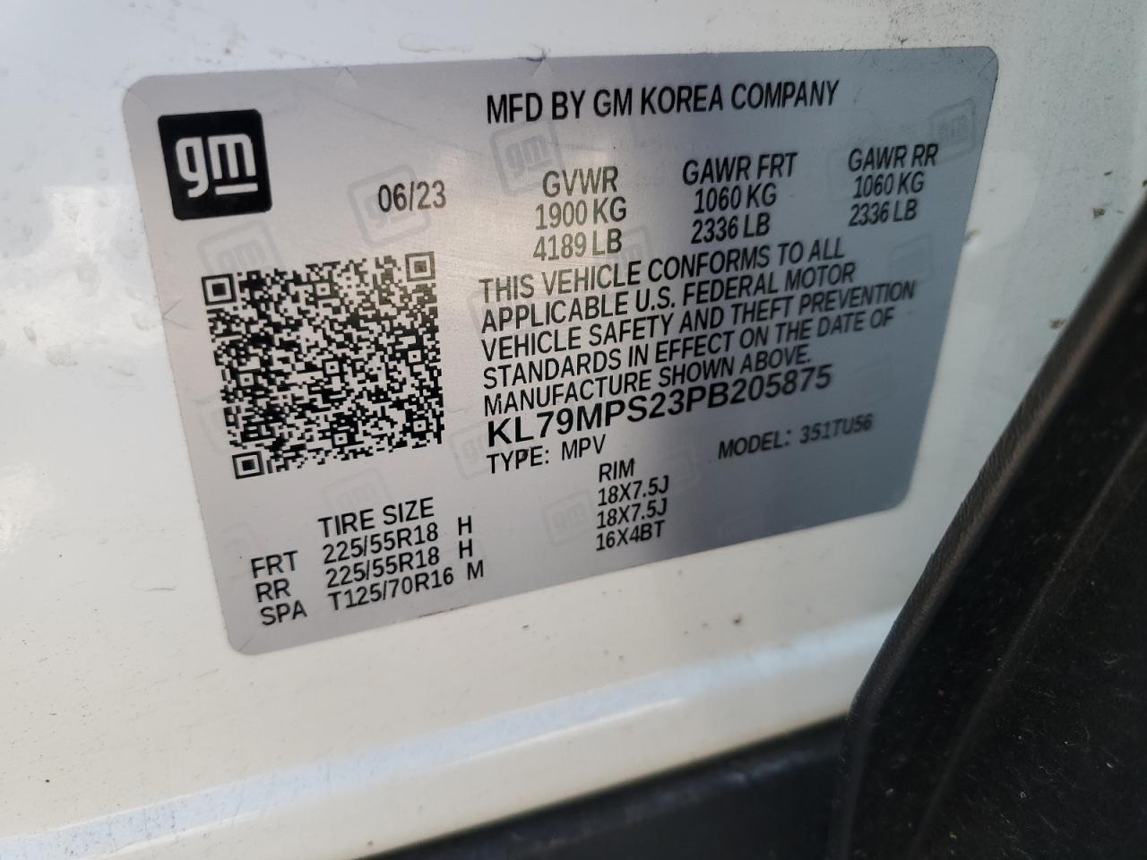 2023 Chevrolet Trailblazer Lt VIN: KL79MPS23PB205875 Lot: 85383885