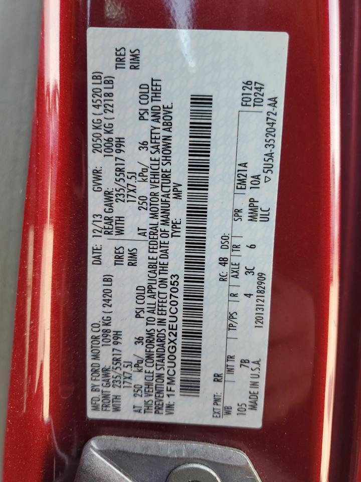 2014 Ford Escape Se VIN: 1FMCU0GX2EUC07053 Lot: 82395665