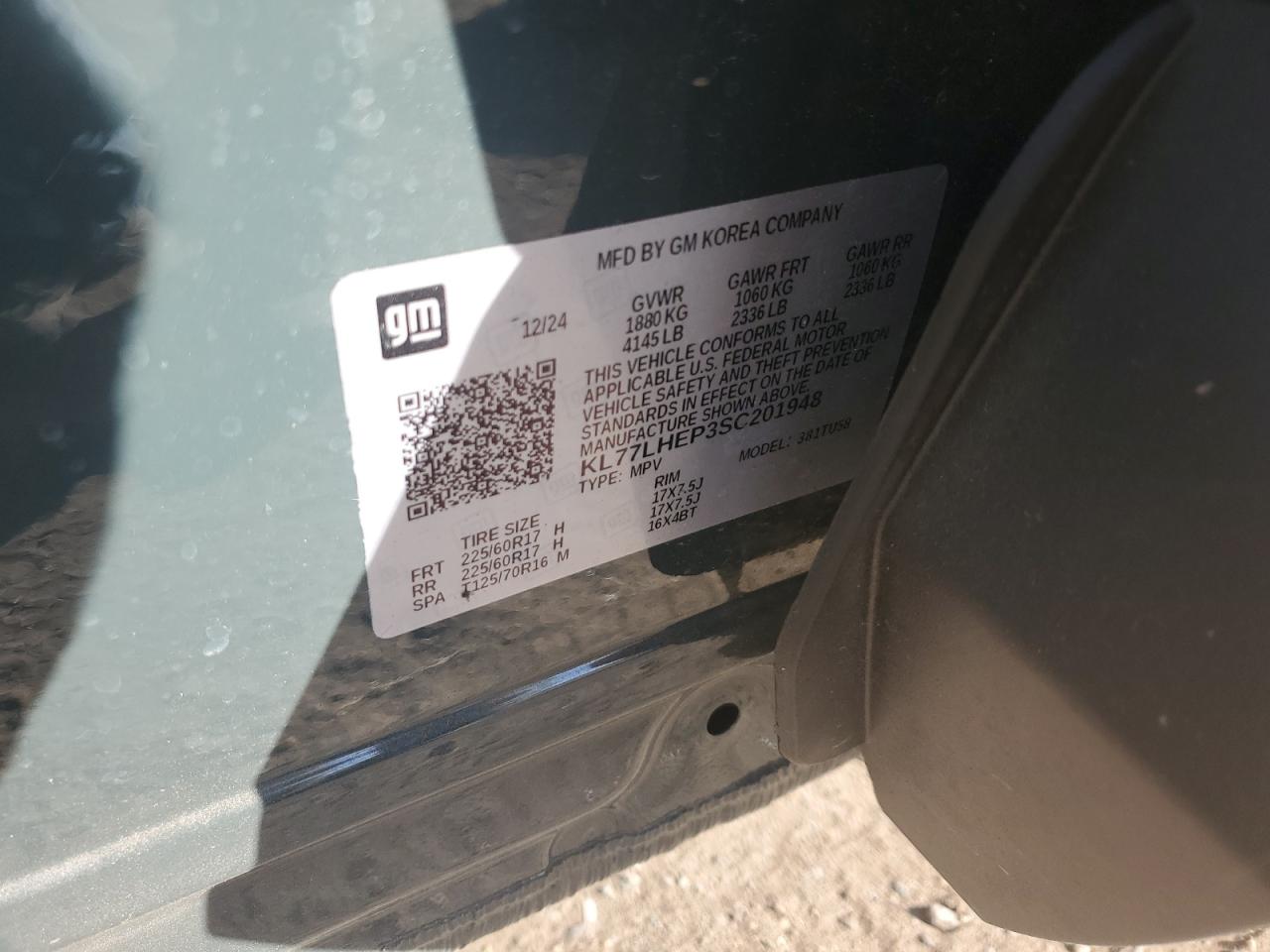 2025 Chevrolet Trax 1Lt VIN: KL77LHEP3SC201948 Lot: 85690375