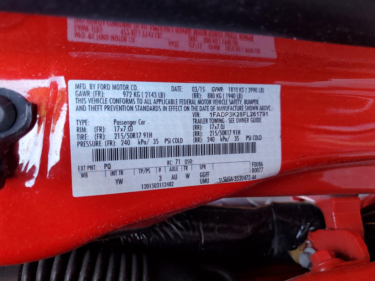 2015 Ford Focus Se VIN: 1FADP3K28FL261791 Lot: 82255085