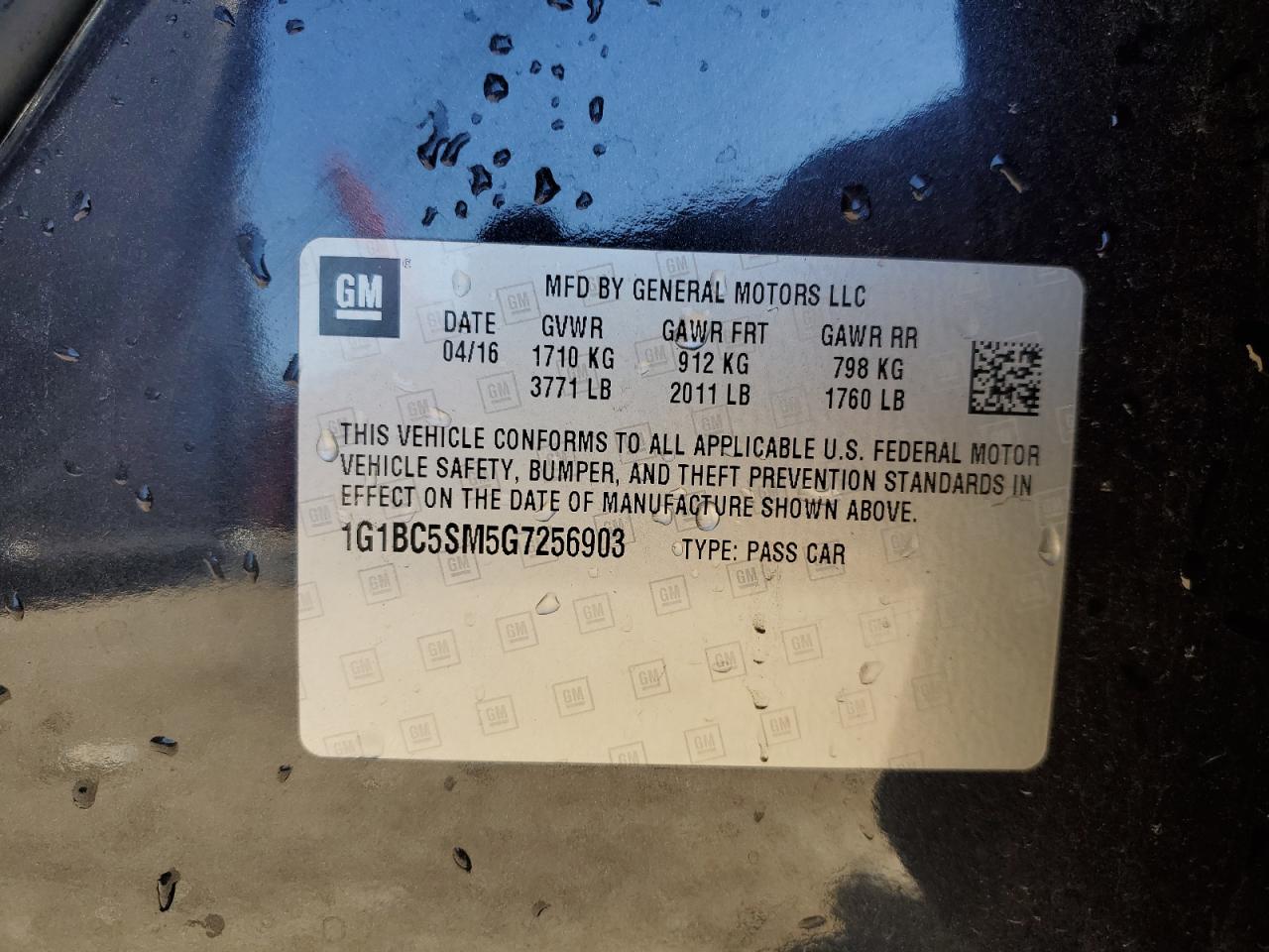 2016 Chevrolet Cruze Ls VIN: 1G1BC5SM5G7256903 Lot: 84479005