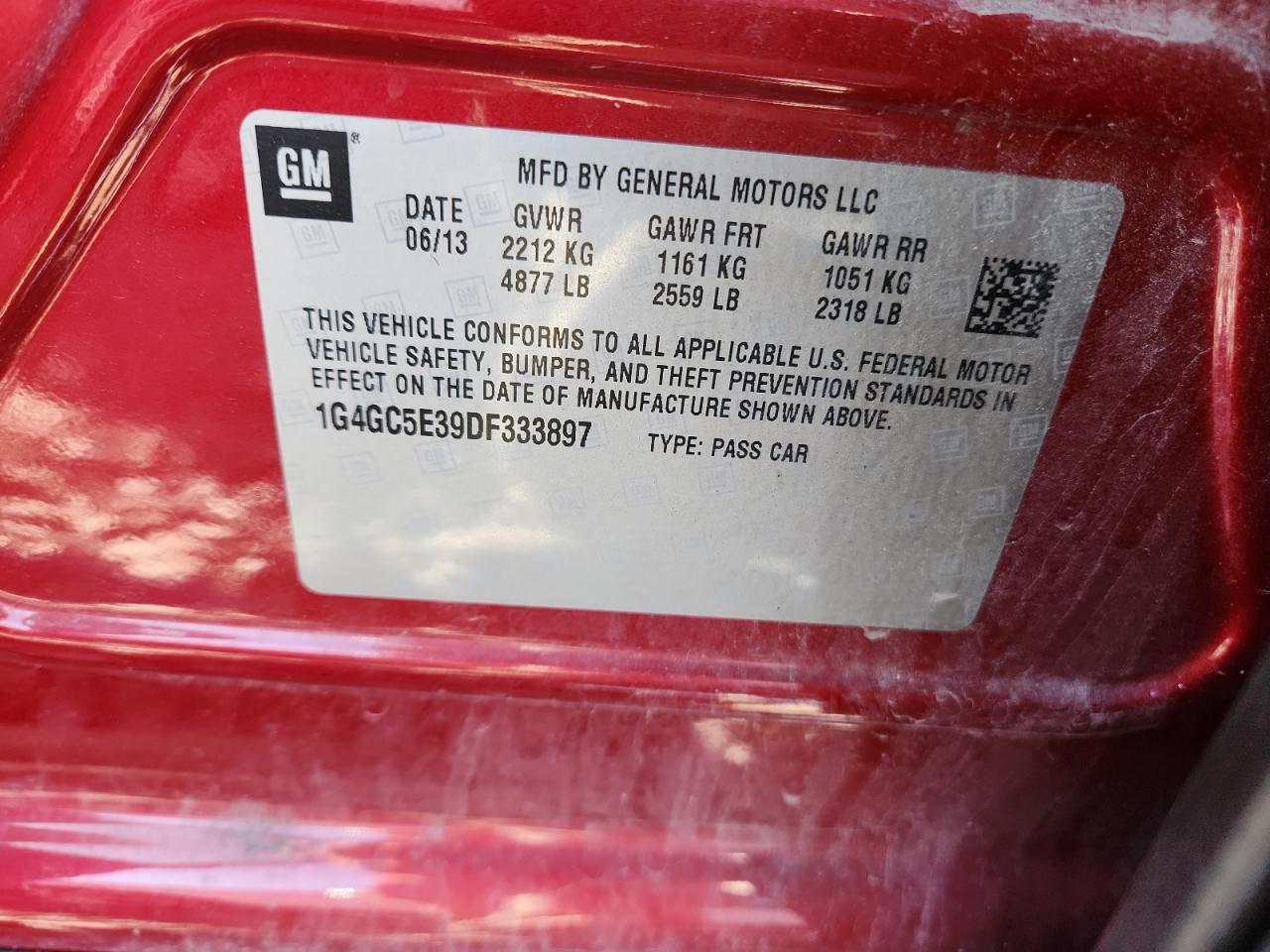 2013 Buick Lacrosse VIN: 1G4GC5E39DF333897 Lot: 87271745